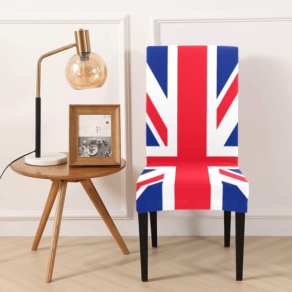 Union Jack Flag Dining Chair Seat Covers United Kingdom UK Red White Blue British Stretch Slipcover Furniture Dining Room Home Decor Etsy
