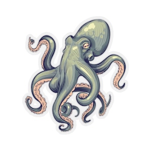 Naklejka ośmiornica, morskie zwierzę kraken słodka naklejka winylowa etykieta telefon przezroczysty przezroczysty mały duży sztuka komputer hydro flask ściana samochód laptop