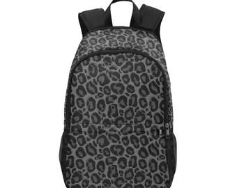 Black Leopard Backpack, Cheetah Animal Print Men Women Kids  display picture 1