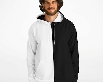 Half Black and Half White Hoodie Two Tone Color Split Pullover Zip up Zipper Men Women Plus Size Aesthetic Cotton Hooded Sweatshirt Pockets Etsy