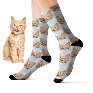 Calzini personalizzati per il viso del gatto, foto equipaggio 3D sublimazione donne uomini mamma divertente novità cool pazzo carino unico gatto amante regalo