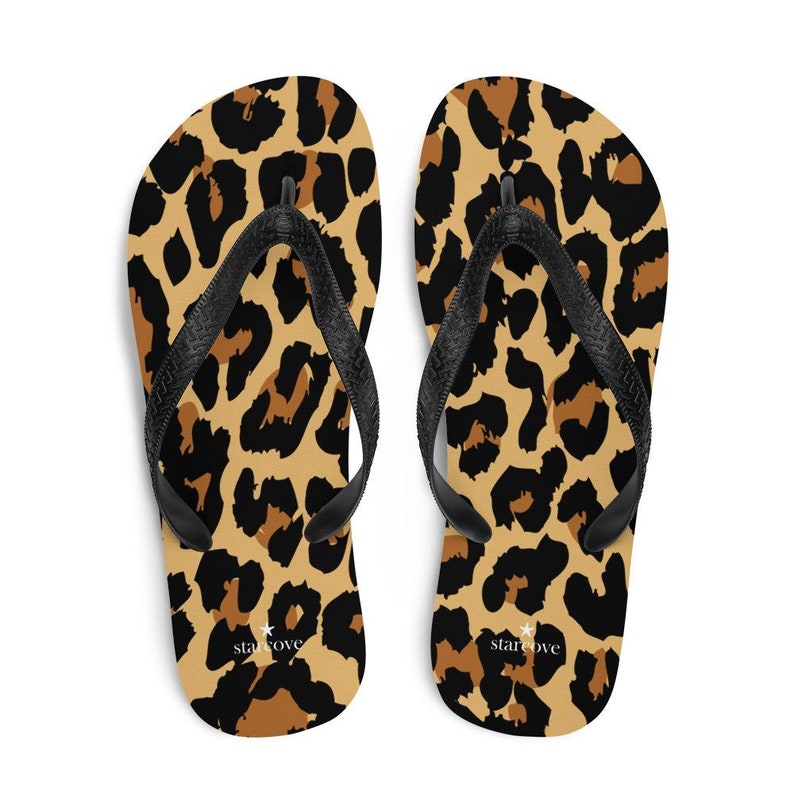 Leopard Flip Flops Cheetah Animal Print Comfortable Beach - Etsy