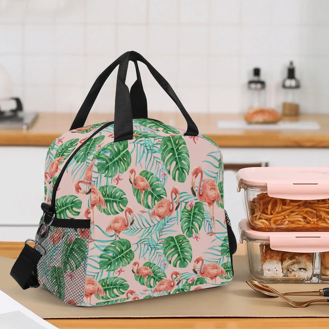 Pink Flamingo Lunch Box Bag, Tropical Cute Food Container Adult Kids ...