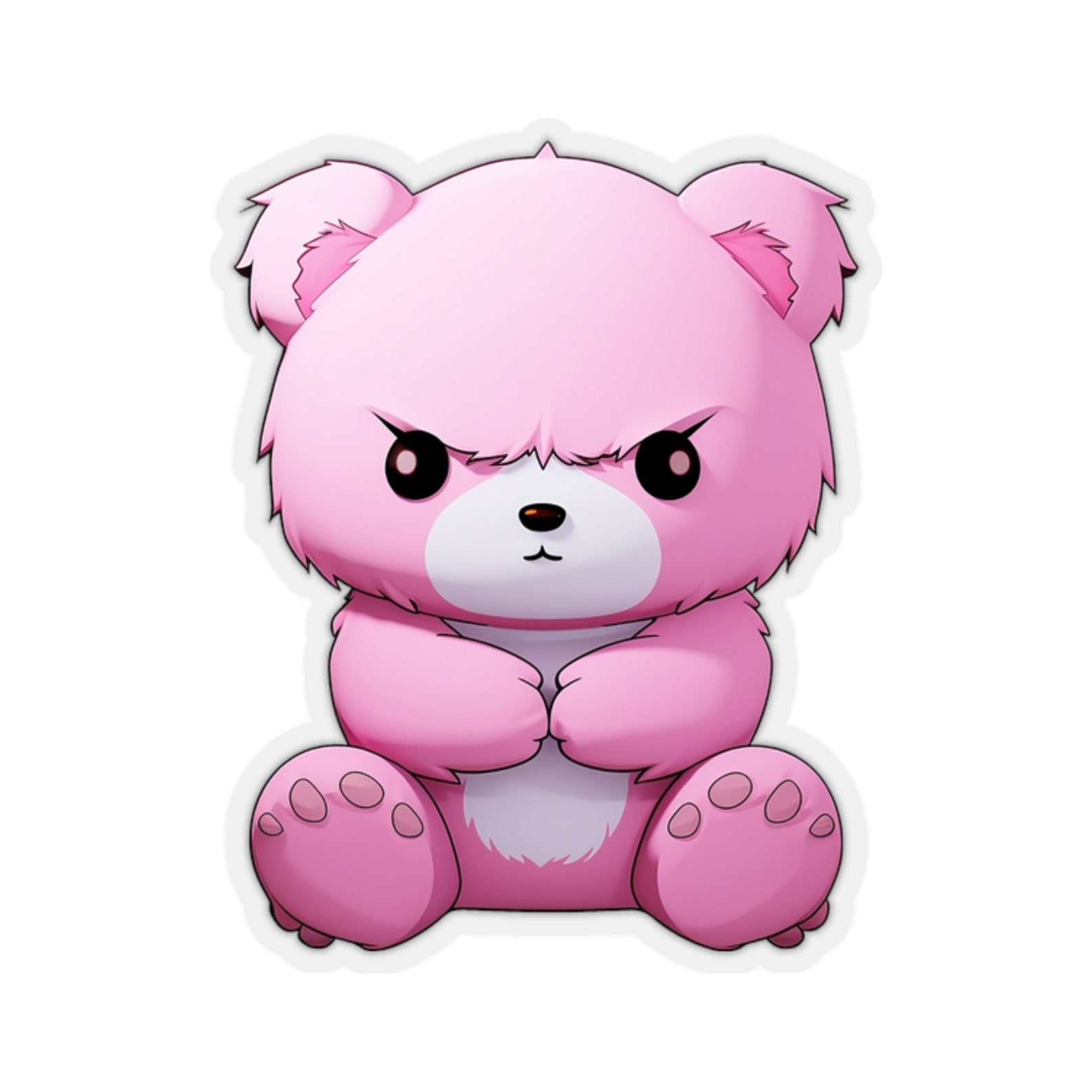 Pink Teddy Bear Sticker Decal, Grumpy Art Vinyl Laptop Cute Waterbottle ...