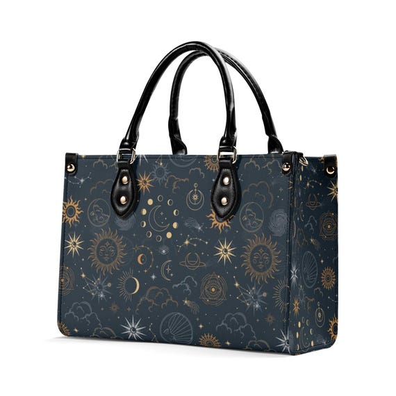 Sun Moon Stars Shoulder Purse, Celestial Space Galaxy