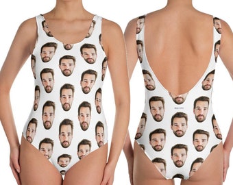 Custom Print Photo Face Maillot de bain Femmes, Maillot de bain une pièce personnalisé Visage, Enterrement de vie de jeune fille personnalisé Drôle cadeau Maillot de bain