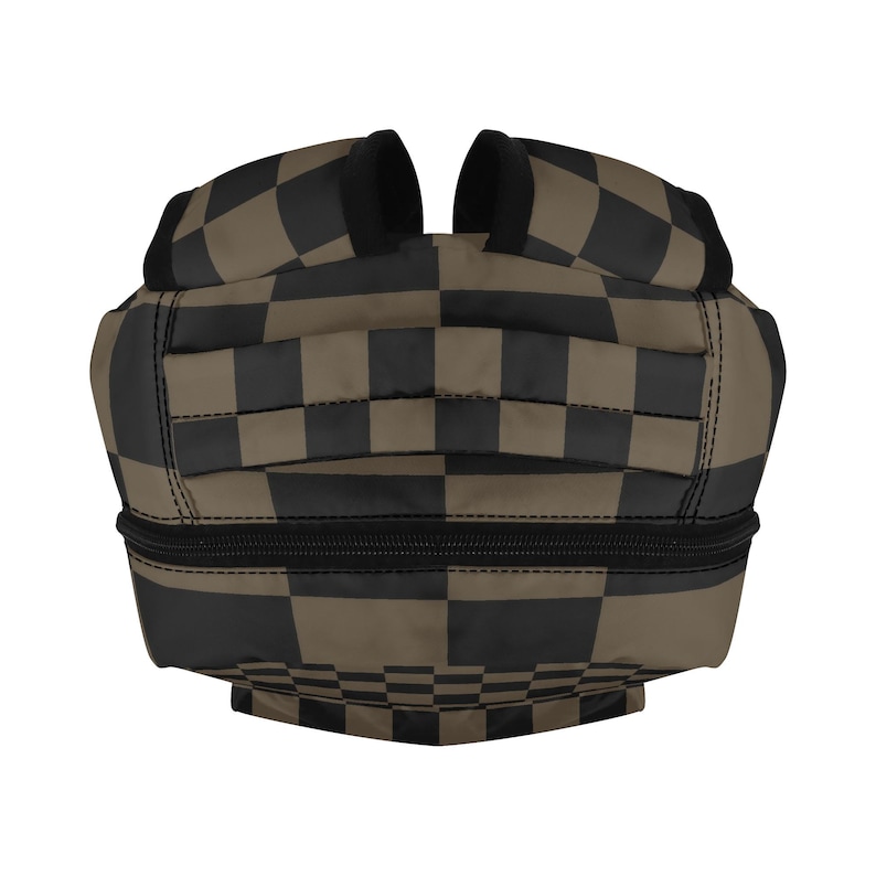 Black Brown Check Backpack, Checkered Racing Men Women Kids Books ...