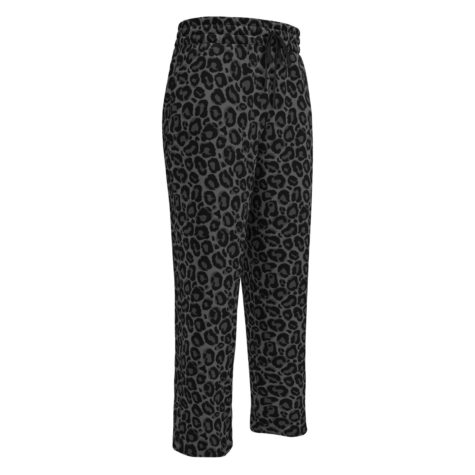 IVE 着用/PRIMEMEMBERS/Leopard Wide Joggers Leopard Wide Joggers Black - PRIME MEMBERS