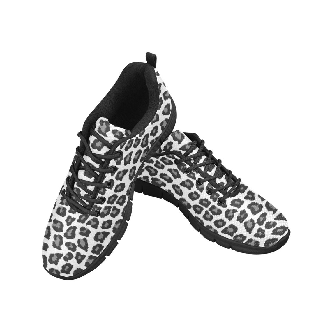 Snow Leopard Men Breathable Sneakers Black White Animal Print Etsy