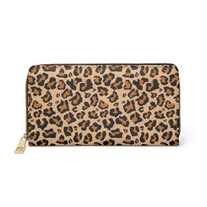 Portafoglio in pelle leopardata da donna, stampa animalier, ghepardo, vegano, con cerniera, con cerniera, per monete, carte di credito, tasca per contanti, da donna, pochette