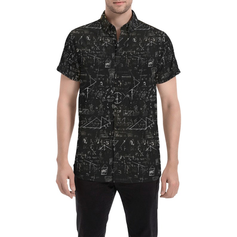 Math Sleeve Math Science Short Sleeve Men Button Down Shirt, Geek Geometry ...