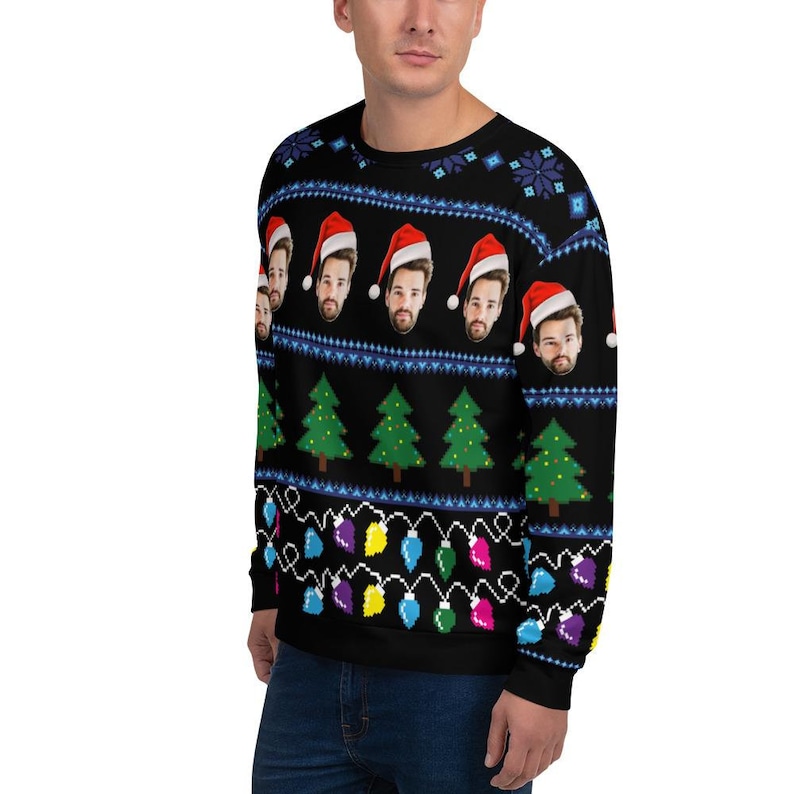 Ugly Christmas Sweater Custom Faces Sweatshirt Funny Selfie Etsy Ugly Christmas Sweaters Custom