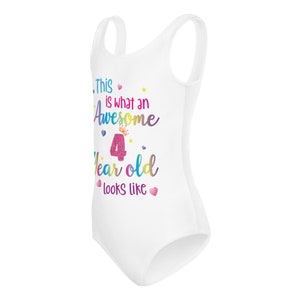 Awesome 4 Year Old Looks Like Girls Swimsuit, Custom Birthday 4th ...