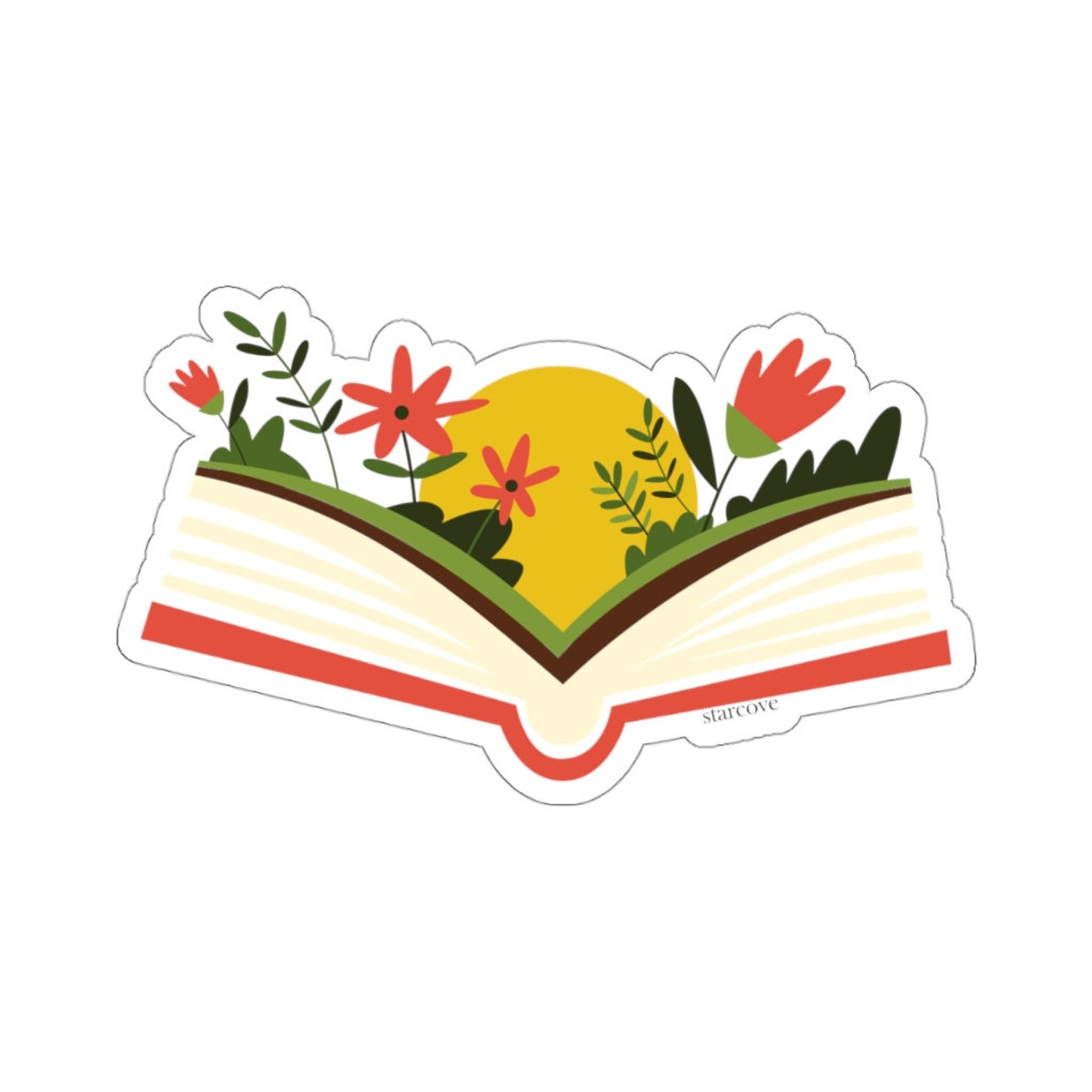 Flower Book Sticker, World Book Day Reading Library Laptop Decal Vinyl ...