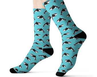 Girl Cute Jumping Whales Cotton Gifts Colorful Crew Dress Socks