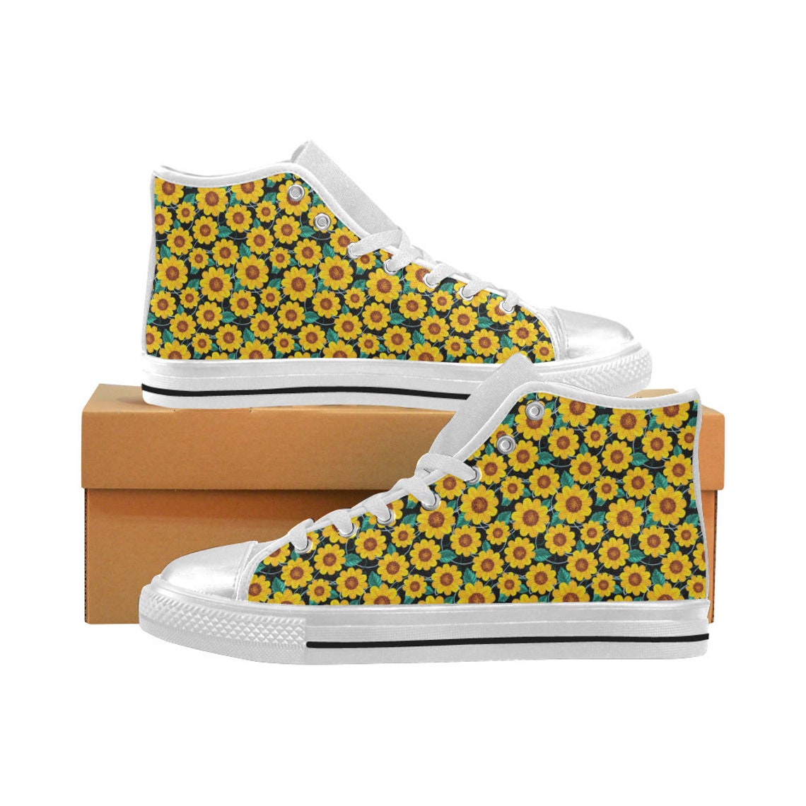 Sunflower Women High Top Canvas Shoes Cute Yellow Flowers | Etsy
