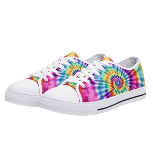 Tie Dye Women Shoes, Pink Sneakers Canvas White Black Low Top Lace Up Custom Girls Aesthetic Flat Shoes