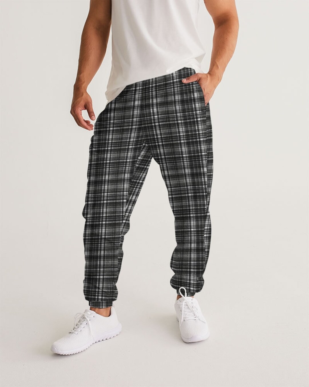 Grey Plaid Tartan Women's Joggers