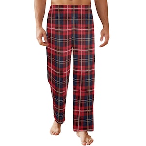 Women Red and Black Buffalo Plaid Pajama Pants, Polar Fleece Christmas  Pajama Pants