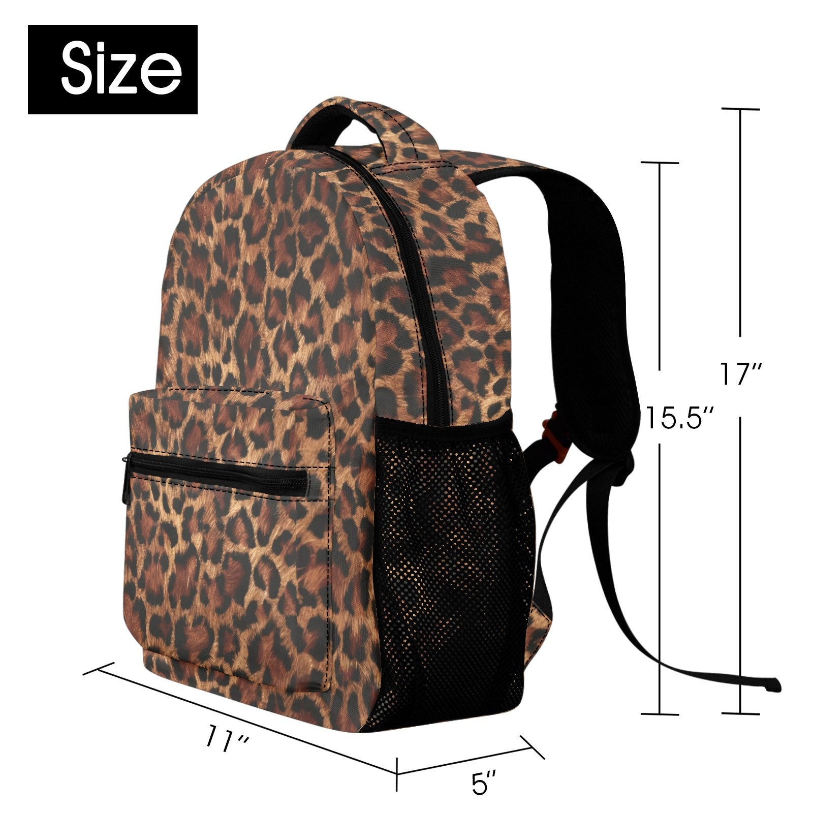 Leopard Backpack, Animal Print Cheetah Brown Men Women Kids Gift School ...