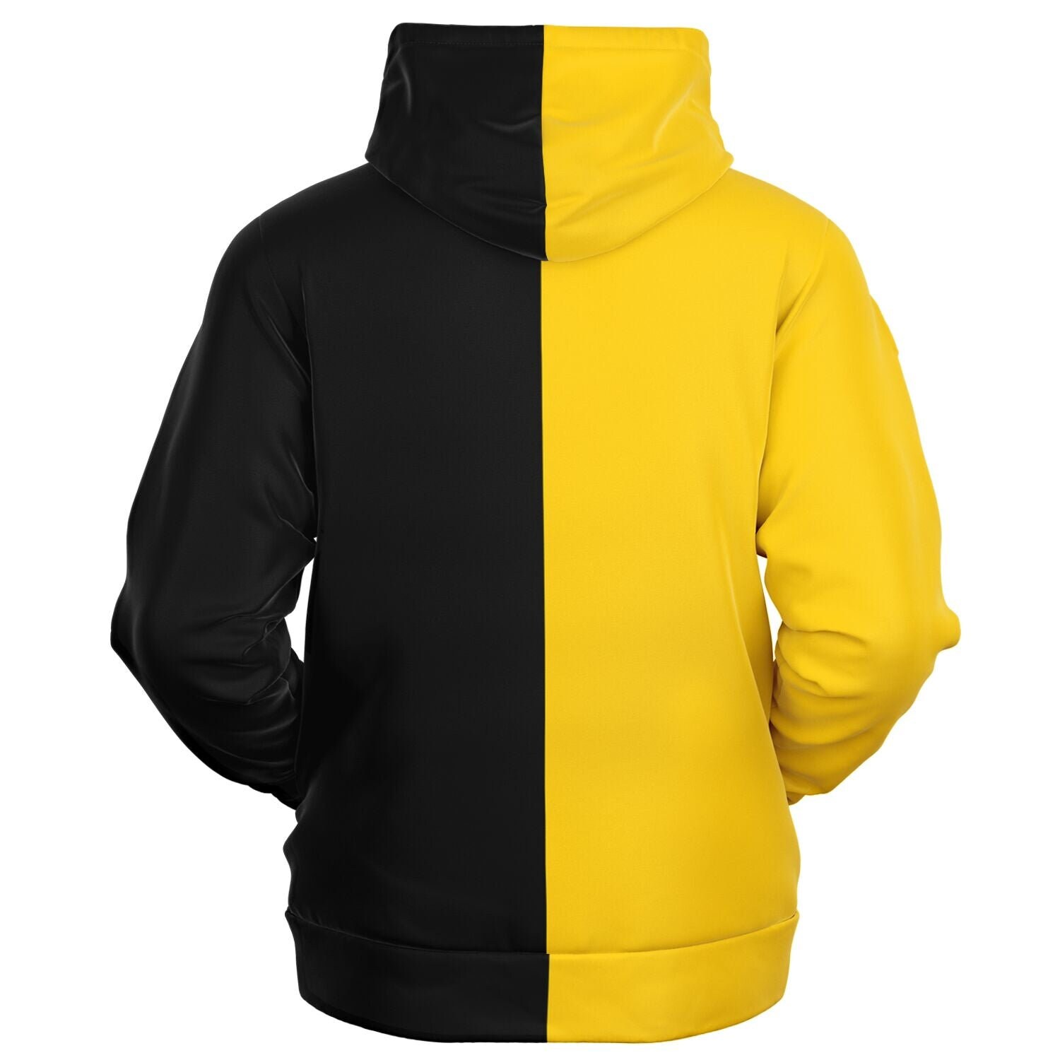 Half Black and Half Yellow Hoodie, Two Tone Color Split Pullover 