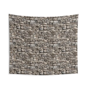 Stone Brick Wall Tapestry, Faux Art Hanging Cool Unique Landscape Vertical Aesthetic Large Small Decor Bedroom College Dorm Room