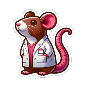Forschung Labor Aufkleber, Ratte Labor Wissenschaft Med Tech Phd Art Vinyl Laptop niedlich Wasserflasche Becher Auto wasserdicht Stoßstange klar
