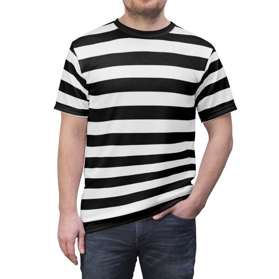 Cadena Perspectiva La forma Camiseta de hombre con rayas blancas y negras camiseta de - Etsy México