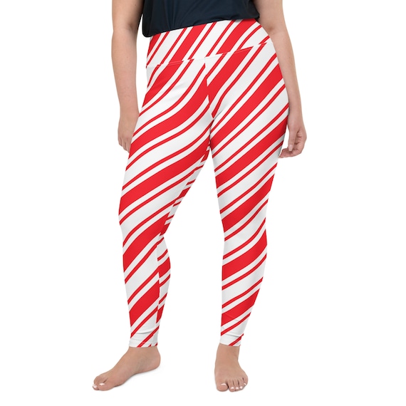 Candy Cane Plus Size Leggings Women Red Christmas Striped Printed Elf Winter Designer Workout Gym Sports Fun Yoga Pants Tights Etsy UK