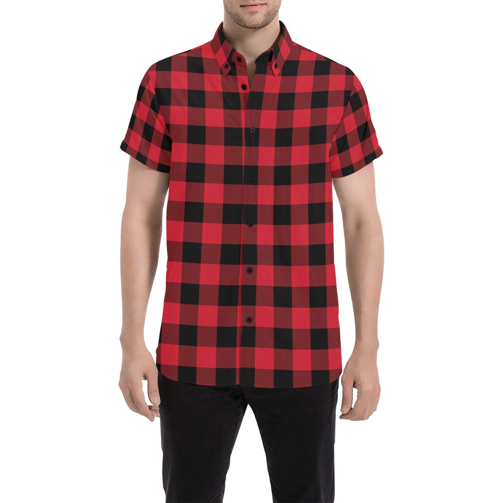 Camicia a maniche corte a righe da uomo estiva tinta unita