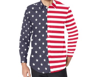 mens american flag dress shirt AMERICAN FLAG MEN'S PERFORMANCE RODEO SHIRT 2X-LARGE