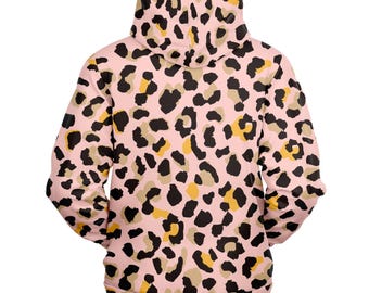 トップス 9090 girl Charcoal Pink Leopard Hoodie L Pink Leopard Hoodie, Animal Cheetah Print Pullover Men Women Adult