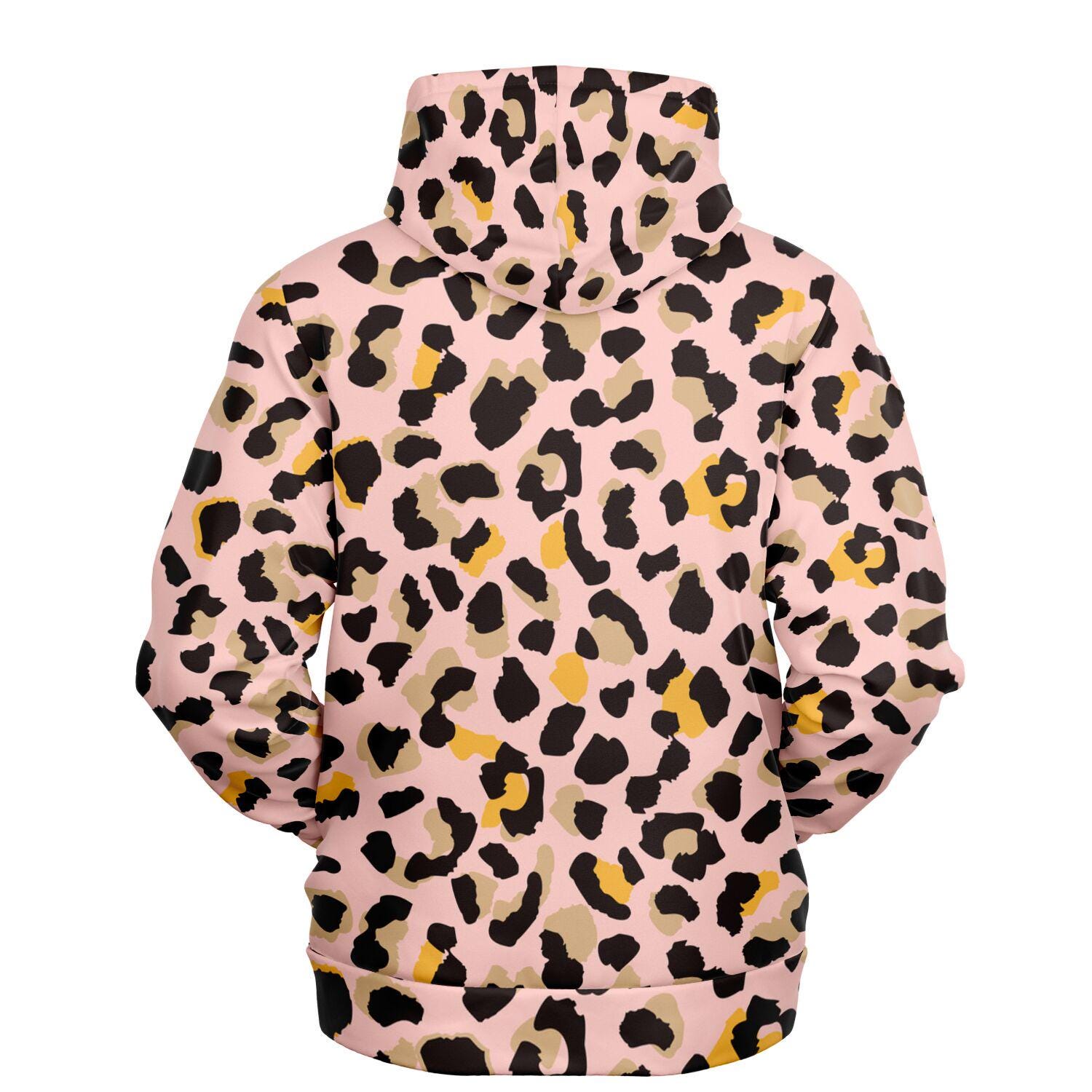 Pink Leopard Hoodie, Animal Cheetah Print Pullover Men Women