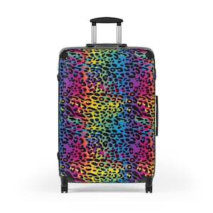 Regenboog luipaard Koffer Bagage, dierenprint handbagage 4 wielen Cabine Reizen Klein Groot Set Rolling Spinner Heren Dames Designer Harde schaal