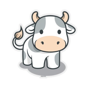 Small Cow Sticker, Animal Laptop Decal Vinyl Cute Waterbottle Tumbler Car Waterproof Bumper Aesthetic Die Cut Wall Mural