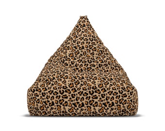 Leopard Print Bean Bag Chair Cover, Animal Cheetah Pattern Washable Furniture Small Large Adult Kids Sofa Dorm Unfilled Sack