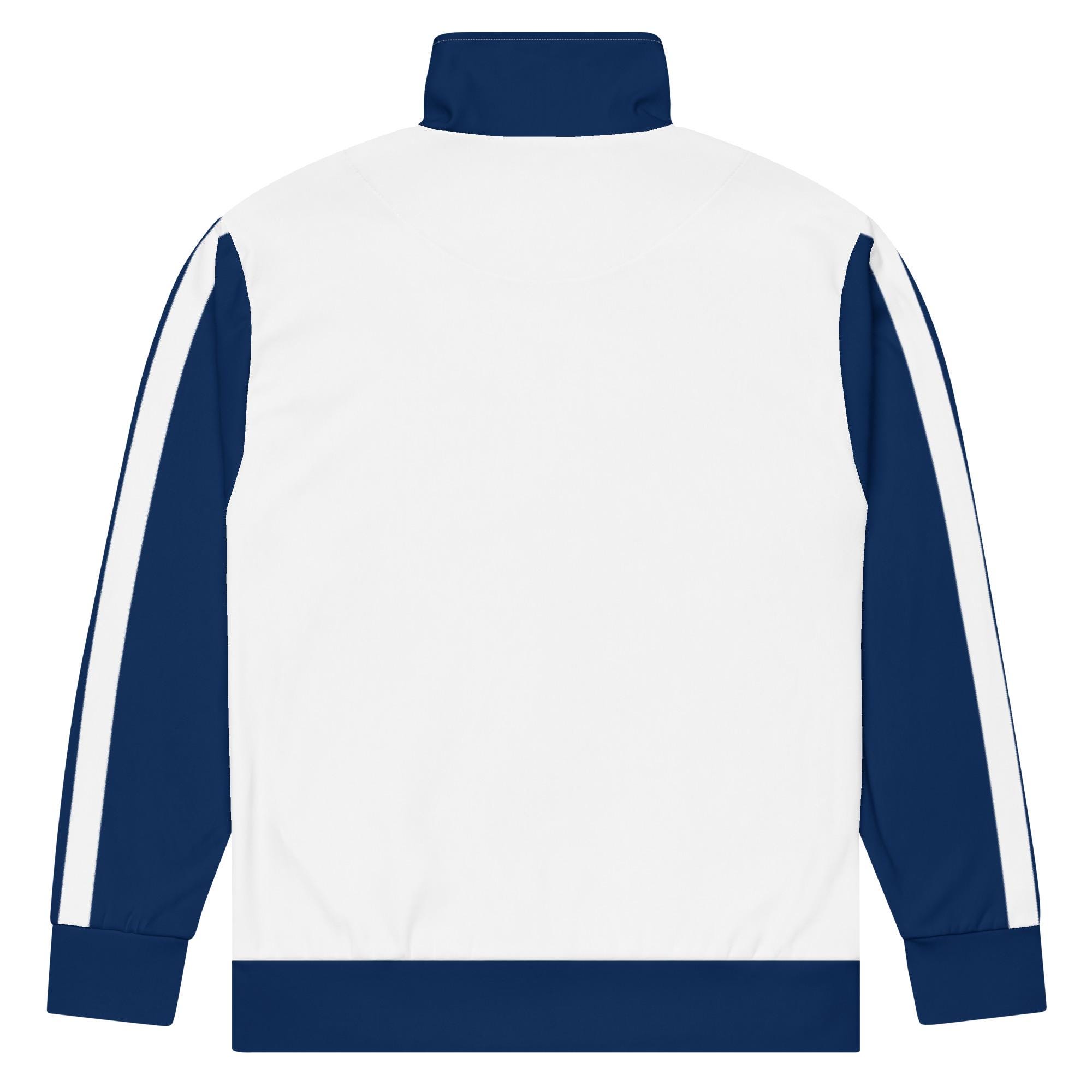 Tennis Track Jacket, Navy Blue White Men Women Vintage Retro