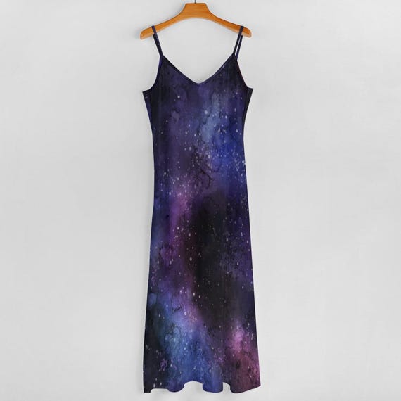 Space Galaxy N ight dress★☆accessories☆☆ 2025 Purple Galaxy Dress Outer Space Nebula Stars Long Sleeve