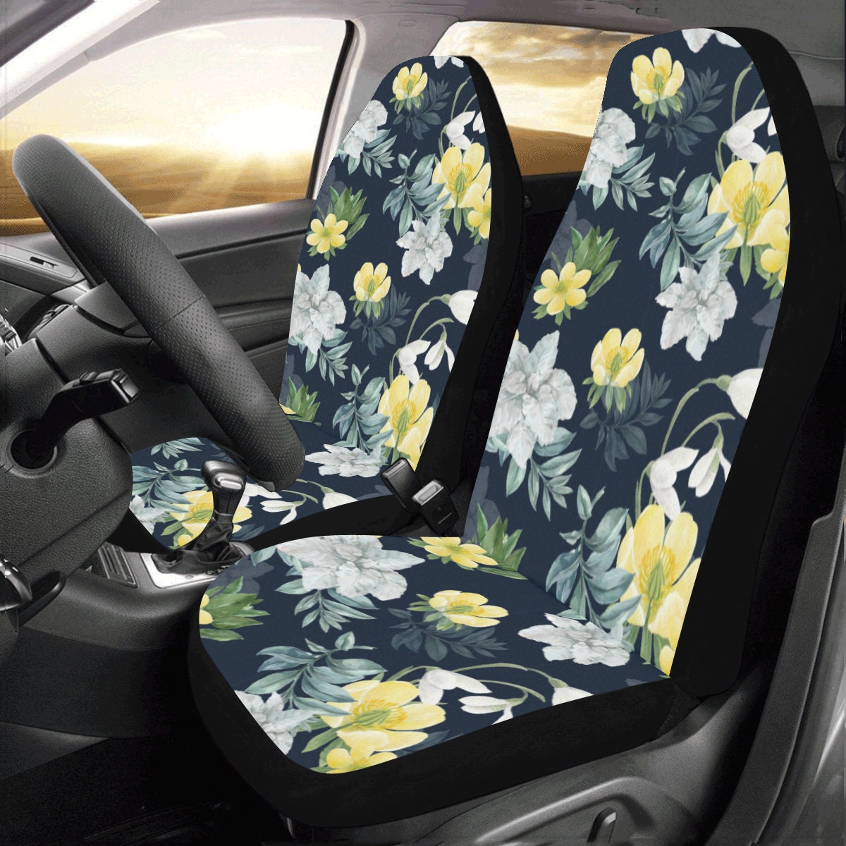 Car Seat Covers for Vehicle Set 2pcs Cute Flowers Floral Etsy