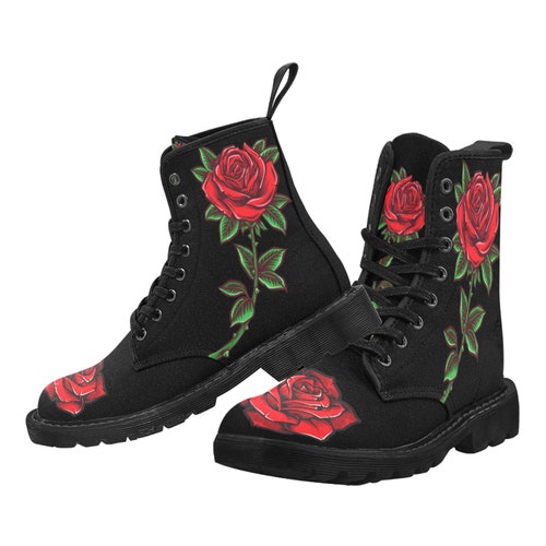 Combat Boots Red Mandala Handmade Lace up Boots Vegan - Etsy