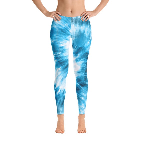 Blue Tie Dye Workout Leggings