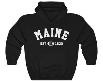 Maine ME State, I Love Maine Retro Vintage Home Pride Souvenir USA Gifts Hiking Pullover Hoodie Men Women Hooded Sweatshirt