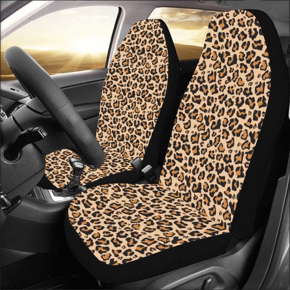 Leopard Car Seat Covers 2 Pc Animal Print Cheetah Pattern Etsy