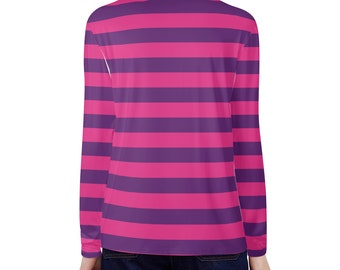 Haut Femme Reel Life – Manches Longues Rayé Rose Et Blanc – Polyester – Taille XL