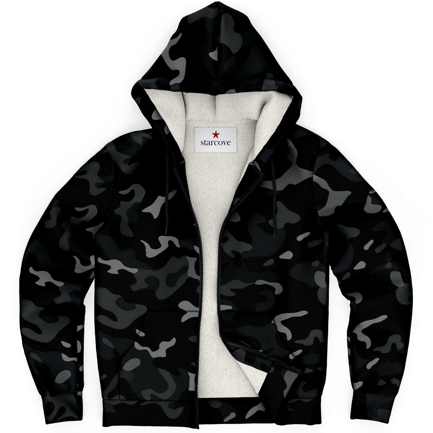 Black Camo Zip up Fleece Lined Hoodie Grey Camouflage Heavyweight Sherpa Full Zipper Pocket Men Women Unisex Ladies Hooded Sweatshirt Etsy
