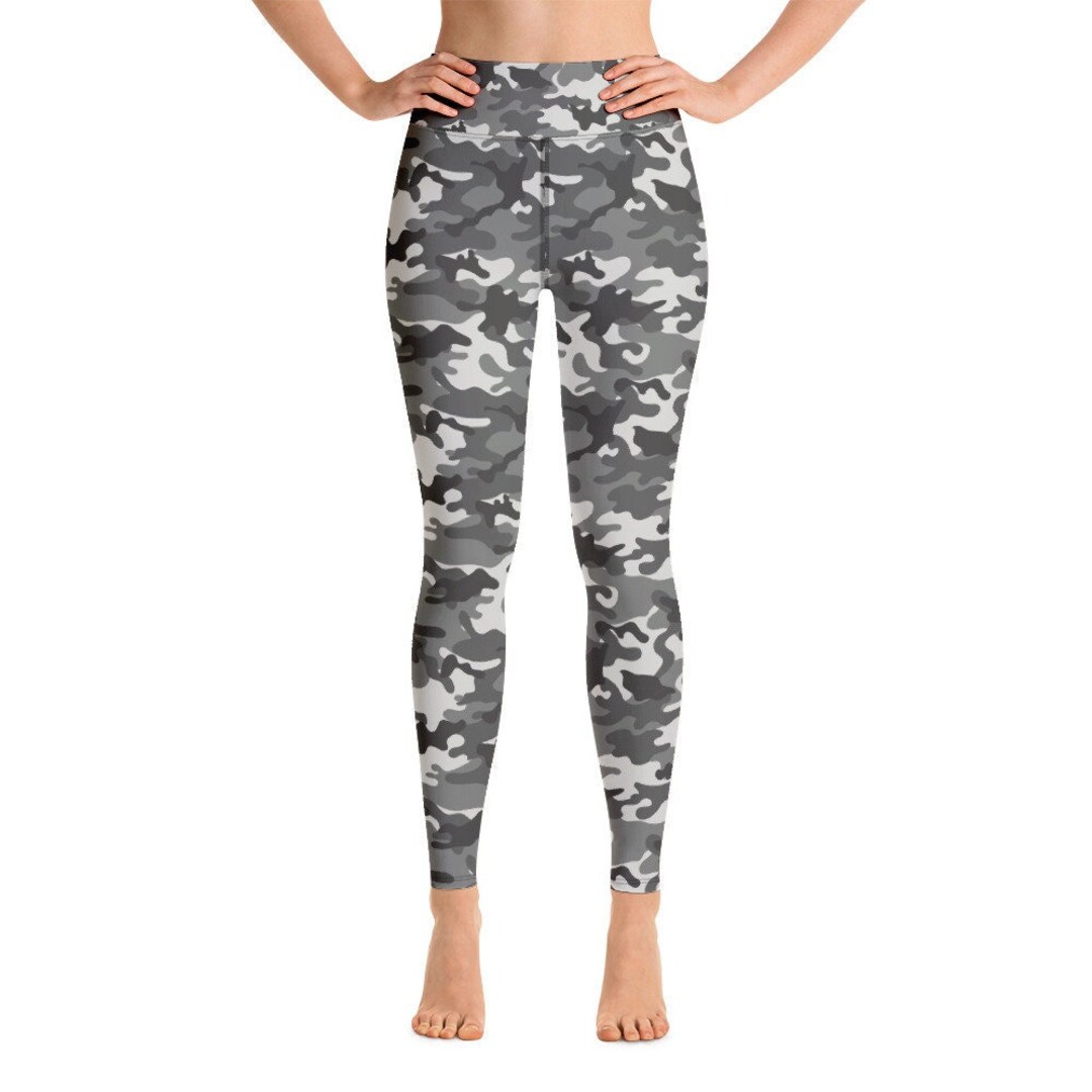 Grey Camo Yoga Leggings Women, Camouflage High Waisted Pants Cute Printed  Workout Running Gym Designer Tights -  Canada