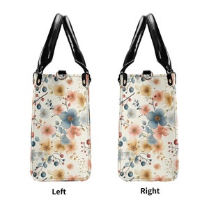 Floral Shoulder Purse, Pink Blue Flowers Summer Spring Leather Handbag ...