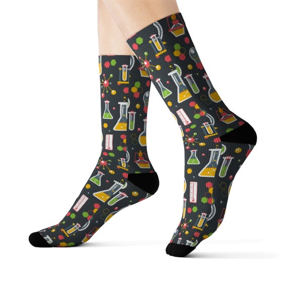Chemistry Science Socks, 3D  Printed Sublimation Lab Research School Women Men Funny Fun Novelty Cool Funky Crazy Casual Cute Unique Gift