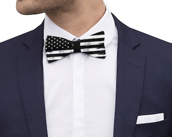 USA American Flag Bow Tie, Distressed Black Design Patriotic Classic Chic Adjustable Bowtie Gift Him Men Tuxedo Groomsmen Necktie Wedding