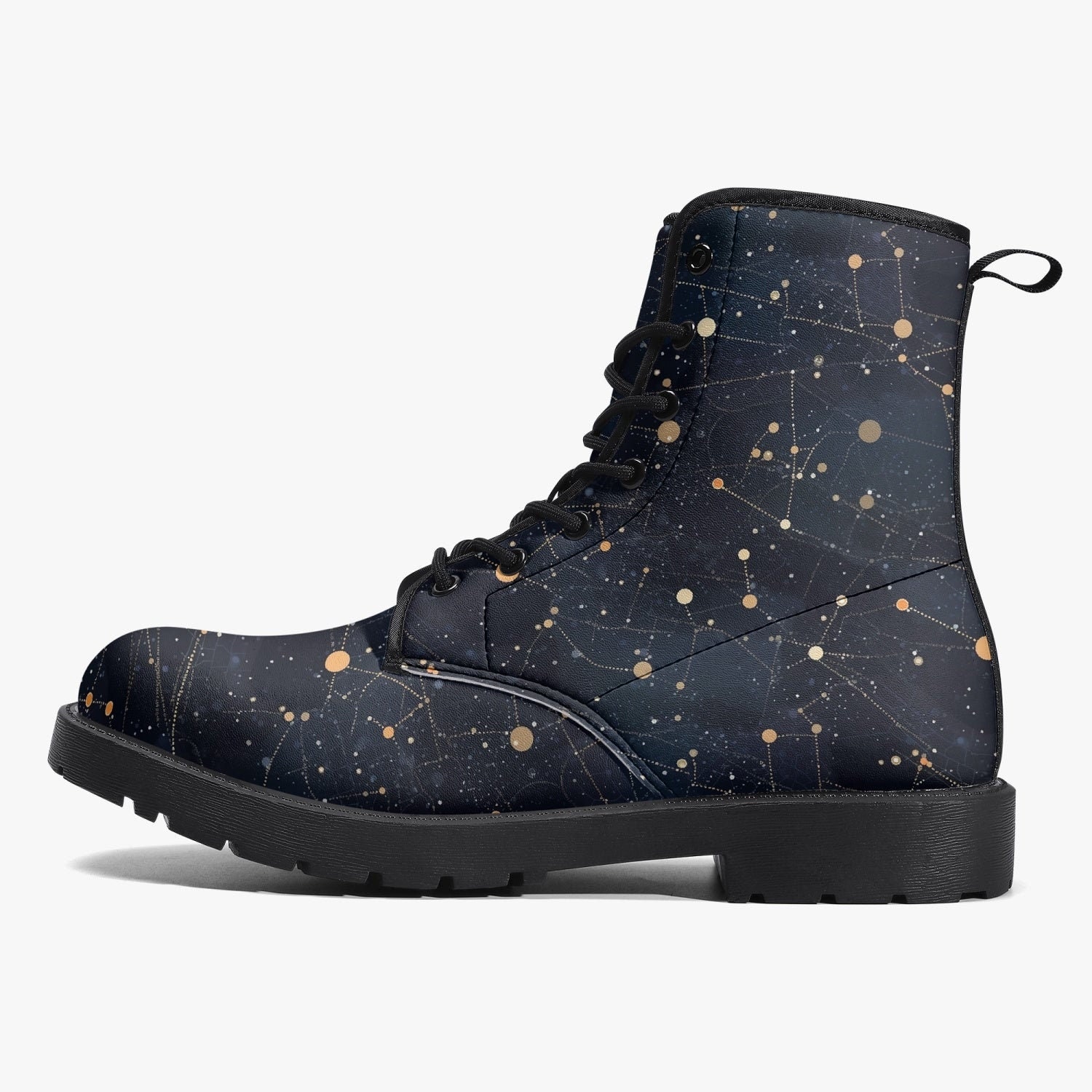 Constellation Stars Leather Boots, Galaxy Space Lace up Shoes